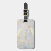 Elegante Moderne Cirkel Goud, Witte Opal Bagagelabel (Voorkant verticaal)