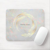 Elegante Moderne Cirkel Goud, Witte Opal Muismat (Met muis)