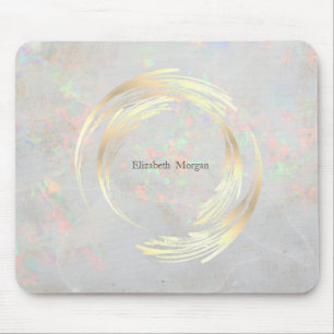 Elegante Moderne Cirkel Goud, Witte Opal Muismat