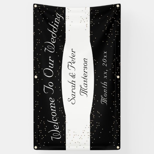 Elegante moderne Confetti gouden bruiloft banner (Verticaal)