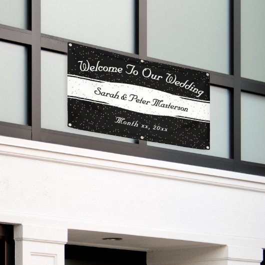 Elegante moderne Confetti gouden bruiloft banner (Buitenkant Gebouw)