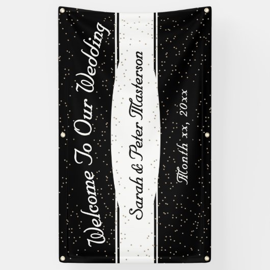 Elegante moderne Confetti gouden bruiloft banner (Verticaal)