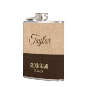 Elegante moderne crème en bruin leer heupfles (Links)