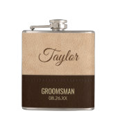 Elegante moderne crème en bruin leer heupfles (Voorkant)