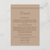 Elegante moderne crème taupe bruiloft details informatiekaartje (Voorkant)