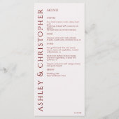 Elegante moderne Crimson rode bruiloft Menu (Voorkant)