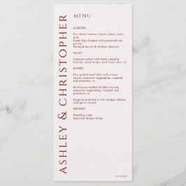 Elegante moderne Crimson rode bruiloft Menu