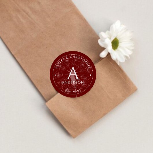 Elegante moderne Crimson rode bruiloft Ronde Sticker