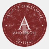 Elegante moderne Crimson rode bruiloft Ronde Sticker (Voorkant)