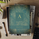 Elegante moderne custom monogram en naam smaragd planner<br><div class="desc">Stijlvolle smaragdgroene  monogrammed 2025 planner met trendy faux gold omtrek bloemenmotief gepersonaliseerd met jouw naam en tekst.</div>