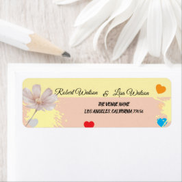 Elegante moderne dacie bloem etiket