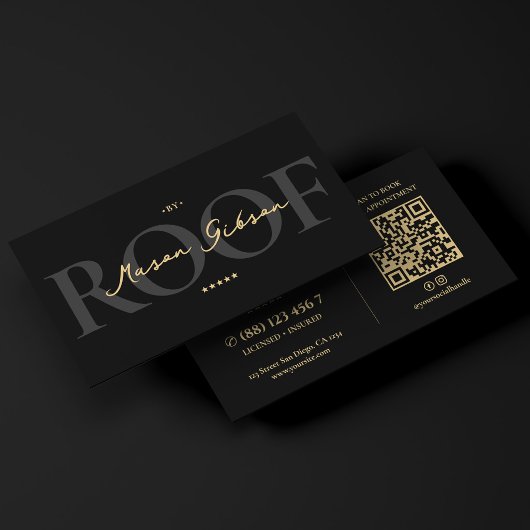 Elegante Moderne Dakdekker Zwarte Script Visitekaartje