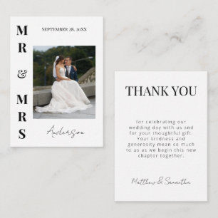 Elegante moderne dank je Mr en Mrs bruiloft Notitiekaartje