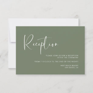 Elegante & moderne Dark sage groene bruiloft recep Kaart