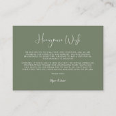 Elegante & moderne Dark sage groene Honeymoon wens Informatiekaartje (Voorkant)