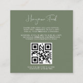 Elegante & moderne Dark sage Honeymoon fonds QR co Informatiekaartje (Voorkant)