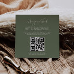 Elegante & moderne Dark sage Honeymoon fonds QR co Informatiekaartje<br><div class="desc">Een moderne typografie en een trendy sage groene kleur voor je trouwbenodigdheden: kies deze eenvoudige en elegante trouwsuite. Volledig aanpasbaar: u kunt de achtergrond en de tekstkleur wijzigen zoals u wilt. Vervang het afbeelding door uw eigen aangepaste QR-code om uw gasten toegang te geven tot uw digitale wensen.</div>