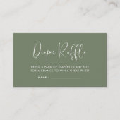 Elegante & moderne Dark Sage Luier Raffle insert Informatiekaartje (Voorkant)