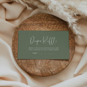 Elegante & moderne Dark Sage Luier Raffle insert Informatiekaartje