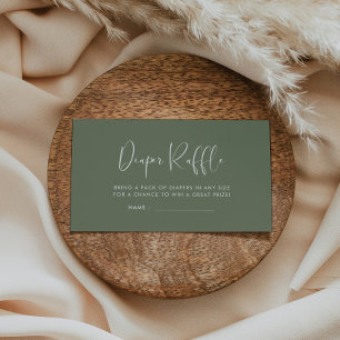 Elegante & moderne Dark Sage Luier Raffle insert Informatiekaartje