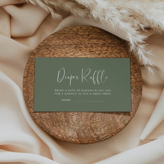 Elegante & moderne Dark Sage Luier Raffle insert Informatiekaartje