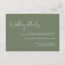 Elegante & moderne Dark sage trouwdetails kaart