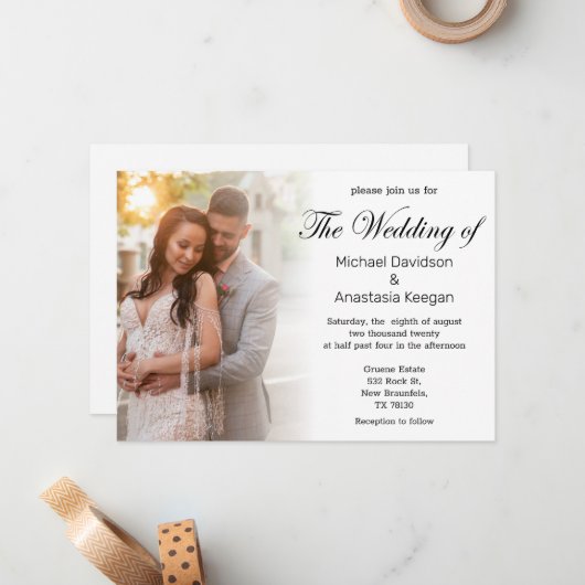 elegante moderne de fotouitnodiging van de de dag  notitiekaartje (Voorkant / Achterkant in situ)