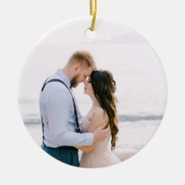 Elegante moderne de nieuwe Mr en Mrs bruiloftsfoto Keramisch Ornament