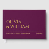 Elegante moderne Deep Plum Typography bruiloft Fol Gastenboek (Voorkant)