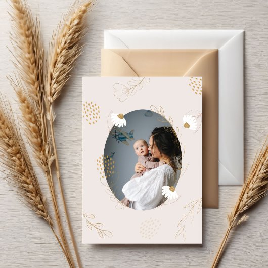 Elegante moderne delicate bloemen Moederdagkaart Kaart