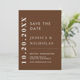 Elegante moderne donkerbruine eenvoudige trouwfoto save the date