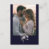 Elegante moderne donkere marine bruiloft details Q Informatiekaartje (Achterkant)