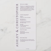 Elegante moderne donkere Paarse bruiloft Programmakaart (Voorkant)