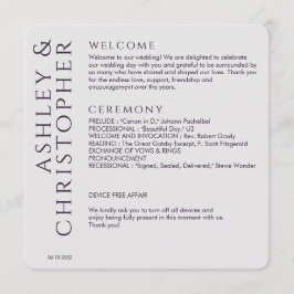 Elegante moderne donkere Paarse bruiloft Programmakaart