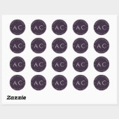Elegante moderne donkere Paarse bruiloft Ronde Sticker (Vel)