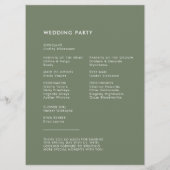 Elegante & moderne donkere salie groene bruiloft programmakaart (Achterkant)