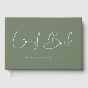 Elegante & Moderne Donkere Wijze & Zilveren folie  Gastenboek