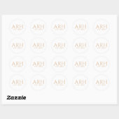 Elegante moderne drieletter monogram oprichtingsda ronde sticker (Vel)