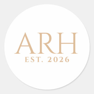 Elegante moderne drieletter monogram oprichtingsda ronde sticker