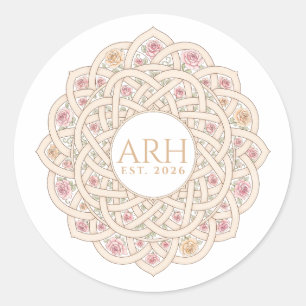 Elegante moderne drieletter monogram oprichtingsda ronde sticker