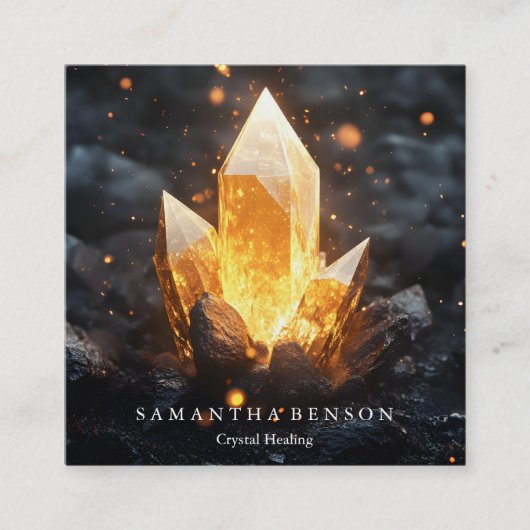 Elegante moderne edelstenen - kristallen genezing vierkante visitekaartje (Voorkant)