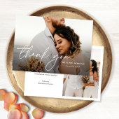 Elegante moderne eenvoudige 2 foto's bruiloft bedankkaart