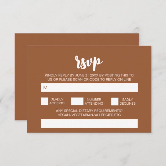 Elegante Moderne Eenvoudige Boho Huwelijk QR Code Informatiekaartje (Voorkant / Achterkant)