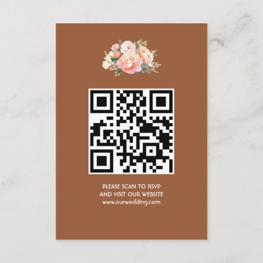 Elegante Moderne Eenvoudige Boho Huwelijk QR Code Informatiekaartje (Achterkant)