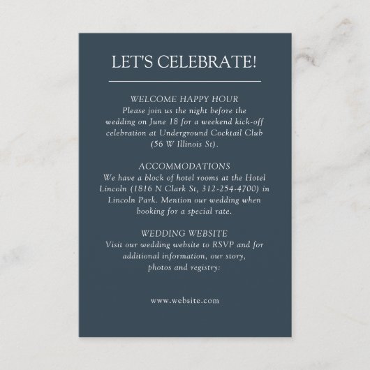 Elegante moderne eenvoudige elementen bruiloft informatiekaartje (Voorkant)