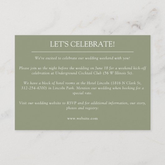 Elegante moderne eenvoudige elementen bruiloft informatiekaartje (Voorkant)