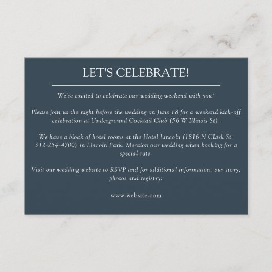 Elegante moderne eenvoudige elementen bruiloft informatiekaartje (Voorkant)