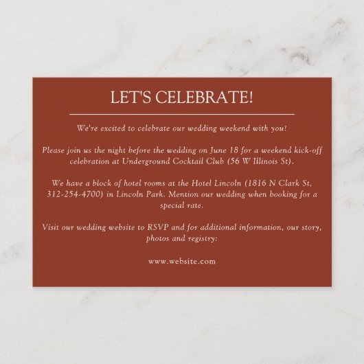 Elegante moderne eenvoudige elementen bruiloft informatiekaartje (Voorkant)