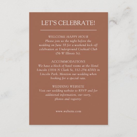 Elegante moderne eenvoudige elementen bruiloft informatiekaartje (Voorkant)