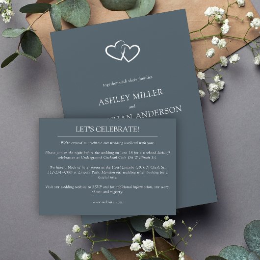 Elegante moderne eenvoudige elementen bruiloft informatiekaartje